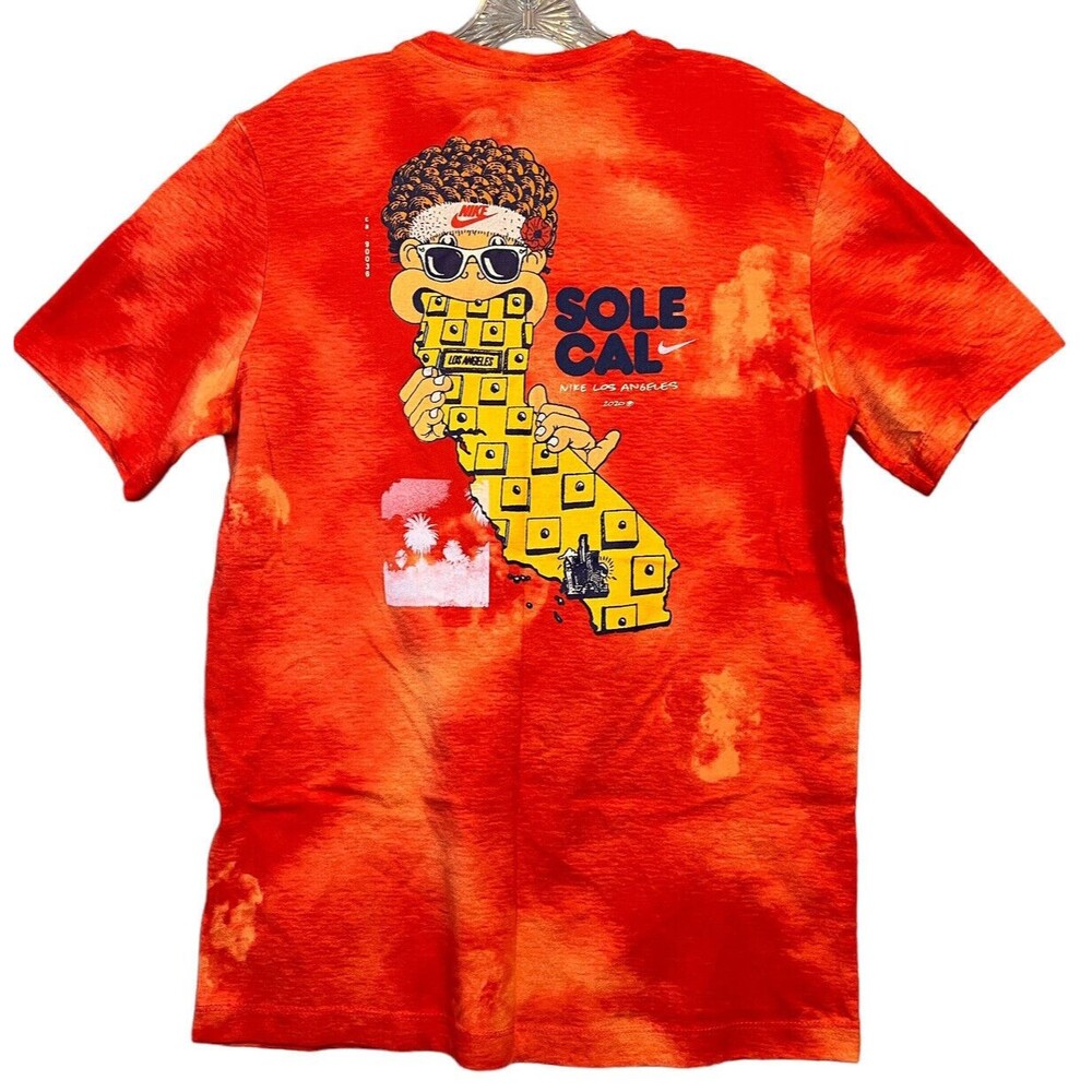 Men's Nike Sole Cal Tie Dye Graphic T-Shirt Red‎ Orange Size Large